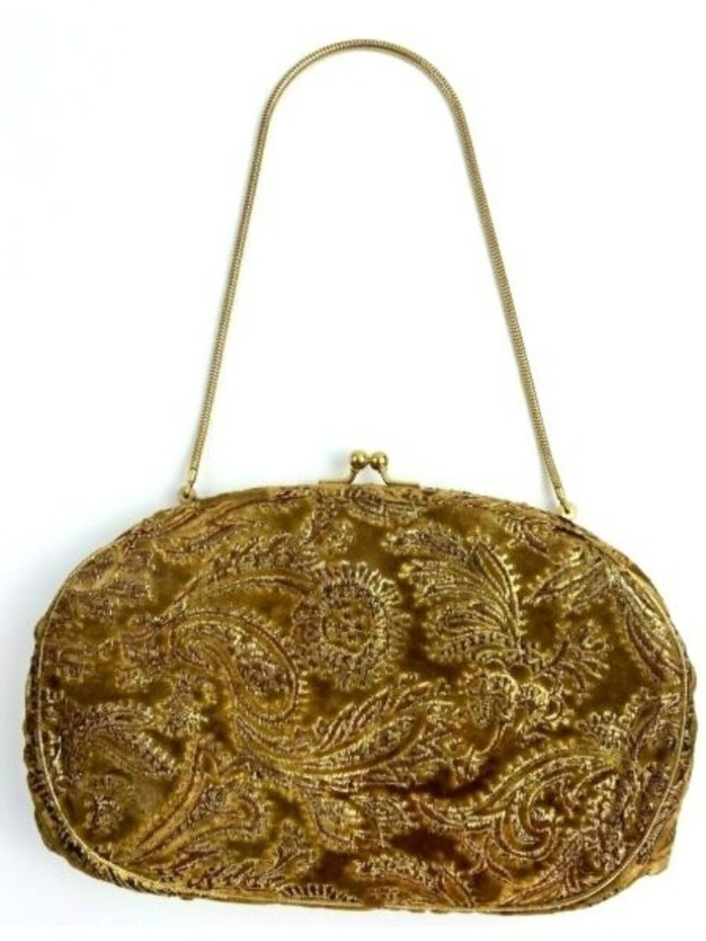 Vintage Gold Brocade Purse Clutch Evening Bag Handbag Coin Purse MCM 50s 60s